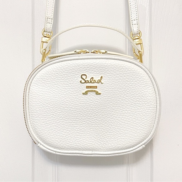 Salad Handbags - Salad Genuine Leather Roundy Crossbody Bag White Bridal Wedding Causal